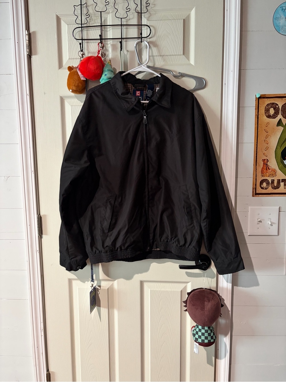 Chaps Black Zip-Front Bomber Jacket